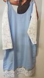 Elegant Design Blue Cotton White Lace Kurti Tunic (L) #6231915